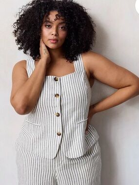 Kohl's Olive and Cream Striped Plus Size Women's Top - 3X